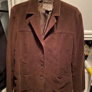 Aka Vintage Eddie Bauer Chocolate Brown 100% Cotton Blazer Sz L